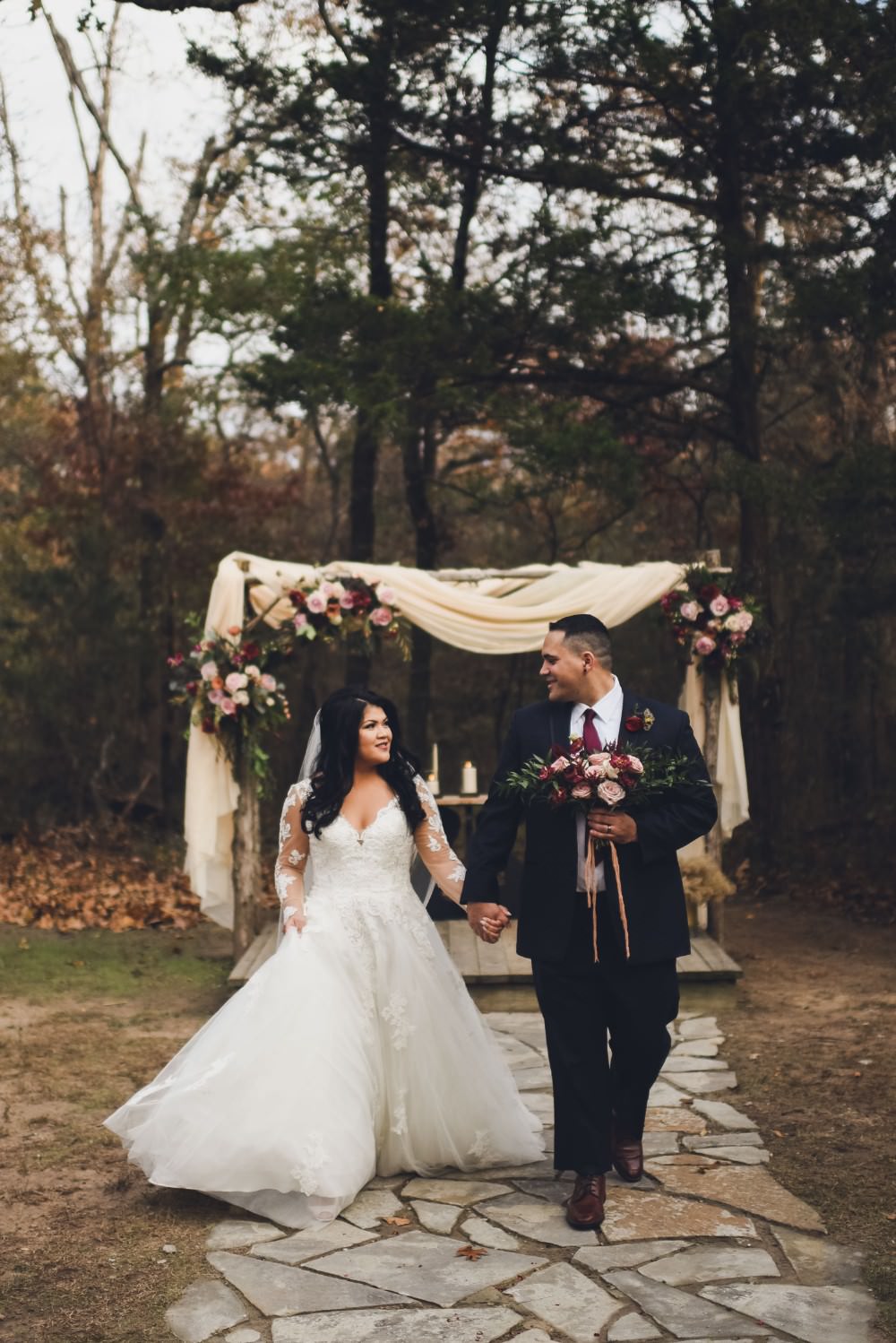 Flower Arch Backdrop Drapes Fabric Ceremony Aisle Kindred Barn Wedding The Kindred Collective