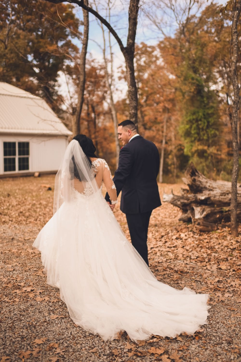 Bride Bridal Dress Gown Lace Sleeves Train Veil Kindred Barn Wedding The Kindred Collective