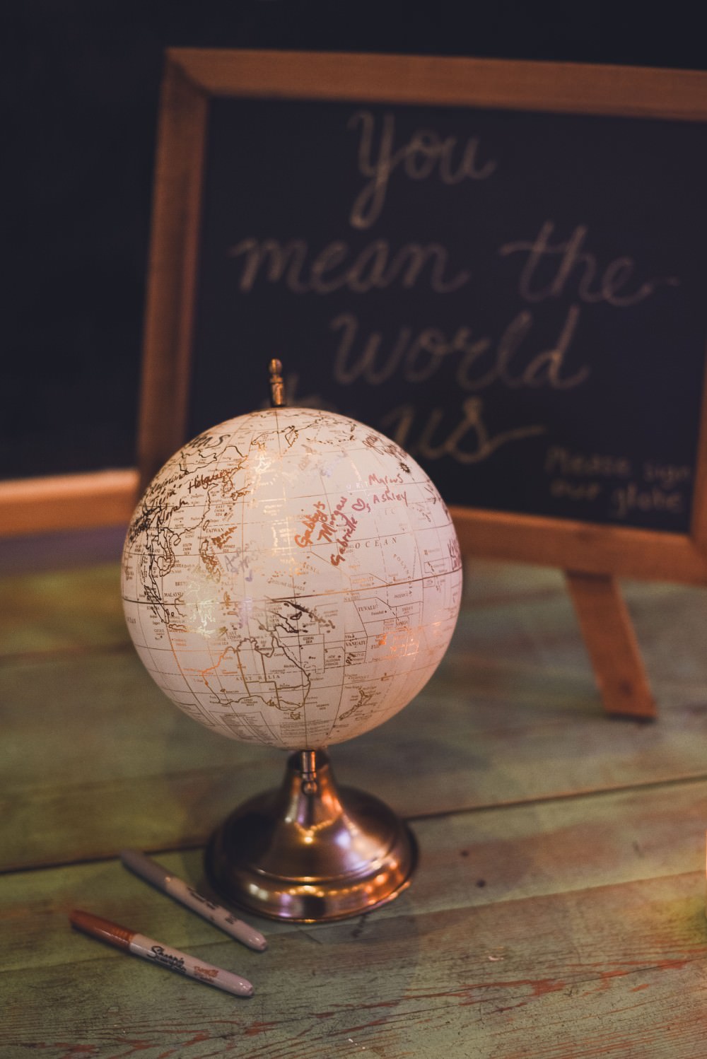 Globe Travel Guest Book Sign Kindred Barn Wedding The Kindred Collective