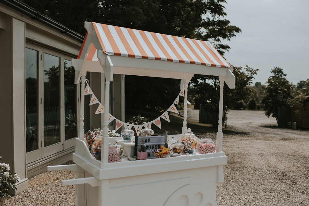 Sweets Sweetie Table Cart Millhouse Wedding Louise Scott Photography