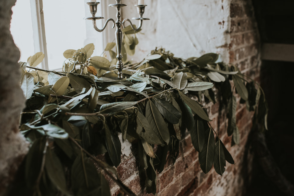 Greenery Foliage Decor Ceremony Millhouse Wedding Louise Scott Photography