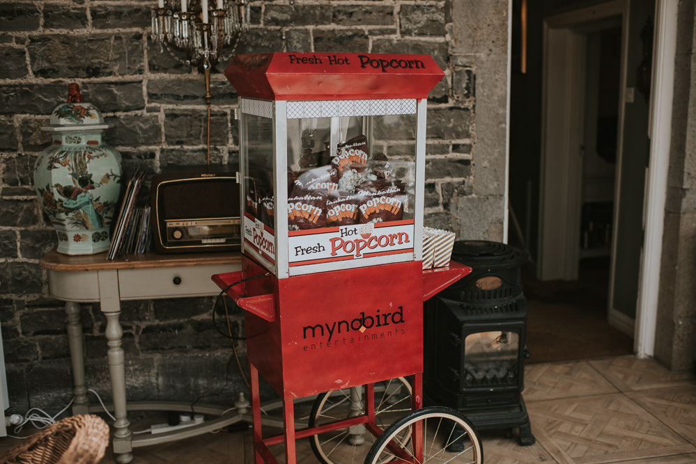Popcorn Cart Stand Station Millhouse Wedding Louise Scott Photography