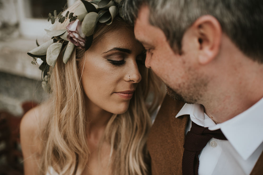 Bride Bridal Hair Curls Waves Flower Crown Millhouse Wedding Louise Scott Photography