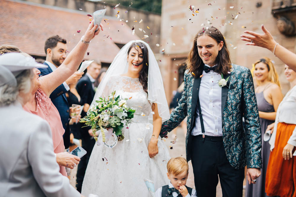 Groom Suit Jacquard Blazer Bow Tie Monmouth Priory Wedding Loveseen Photography
