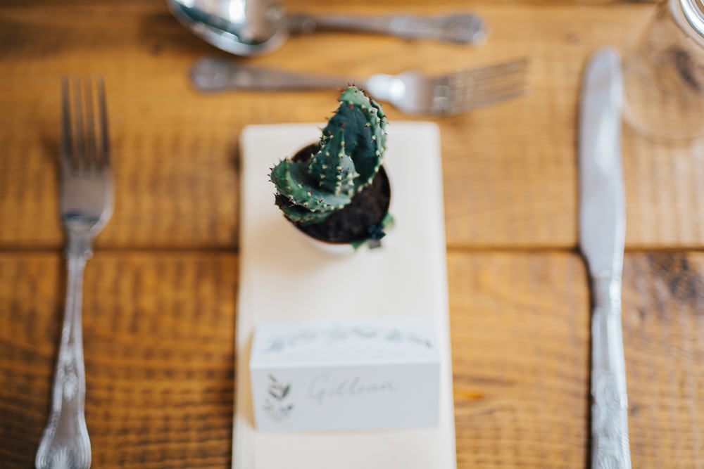 Potted Succulent Favours Place Setting Cacttus Crystals Decor Monmouth Priory Wedding Loveseen Photography
