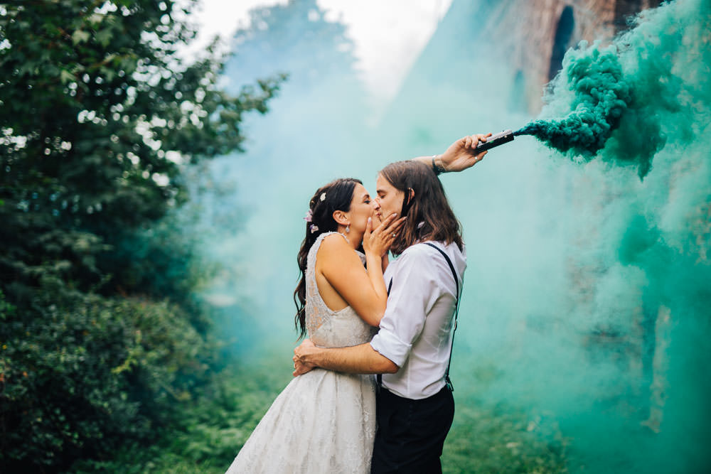 Smoke Bomb Photo Portraits Photographs Monmouth Priory Wedding Loveseen Photography
