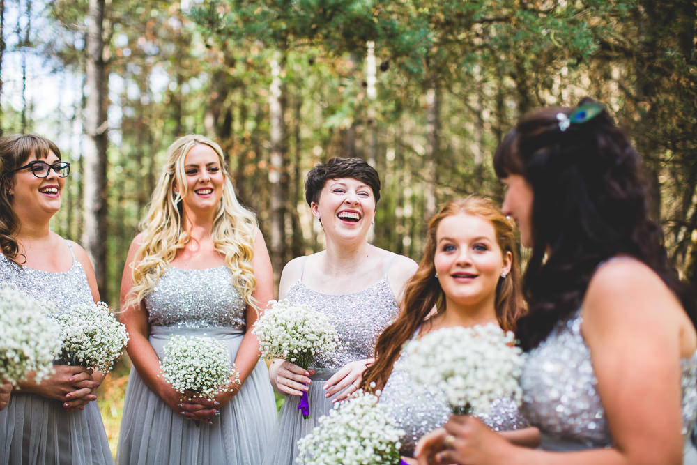 Sparkly Sequin Top Maxi Dress Bridesmaids Gypsophila Bouquet Moors Valley Country Park Wedding Livvy Hukins Photography