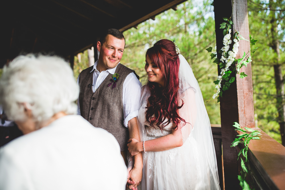 Bride Bridal Wed2Be Dress Gown Sleeveless Overlay Veil Tweed Waistcoat Chinos Groom Moors Valley Country Park Wedding Livvy Hukins Photography