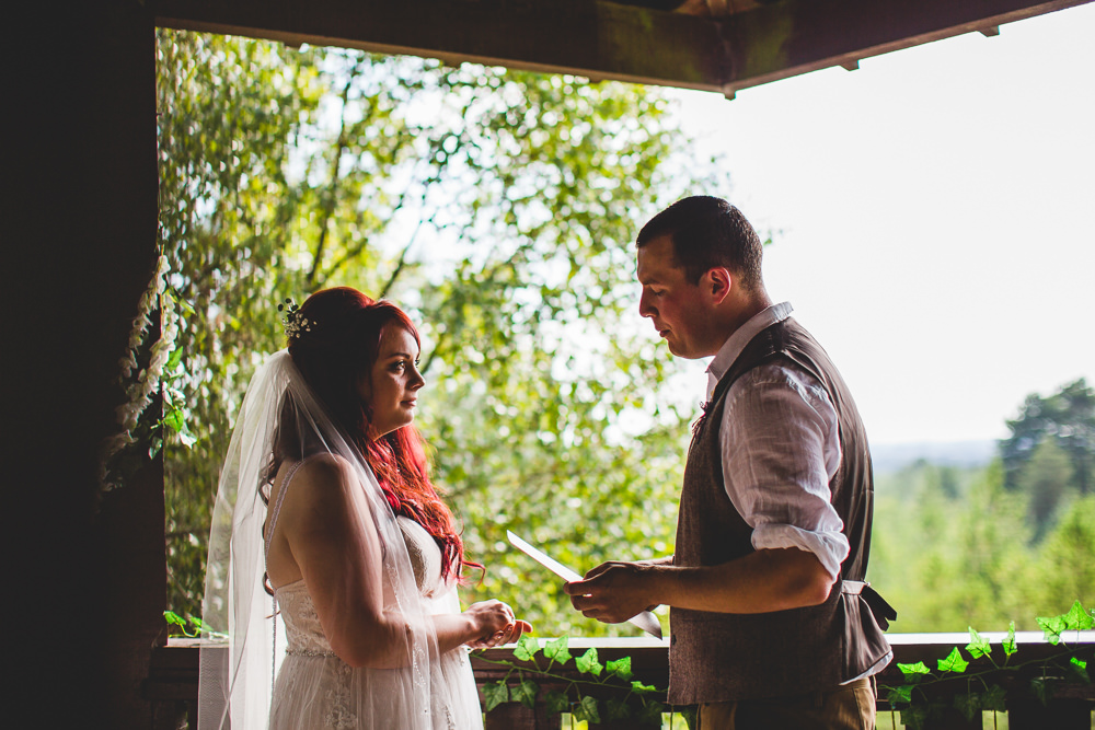 Bride Bridal Wed2B Dress Gown Sleeveless Overlay Veil Tweed Waistcoat Chinos Groom Vows Moors Valley Country Park Wedding Livvy Hukins Photography