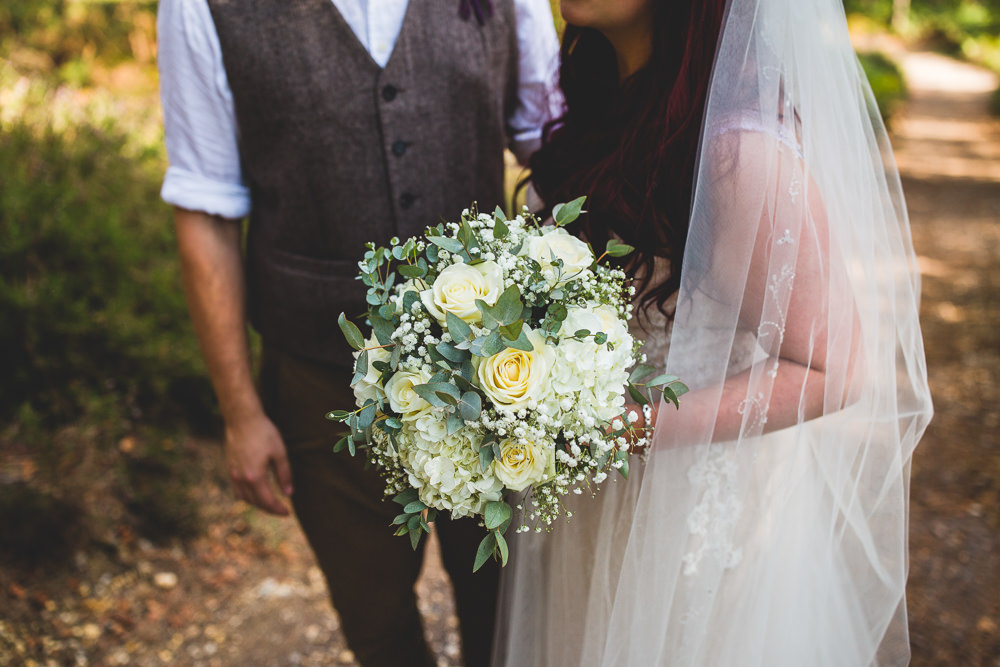 White Flower Bouquet Gypsophila Eucalyptus Moors Valley Country Park Wedding Livvy Hukins Photography
