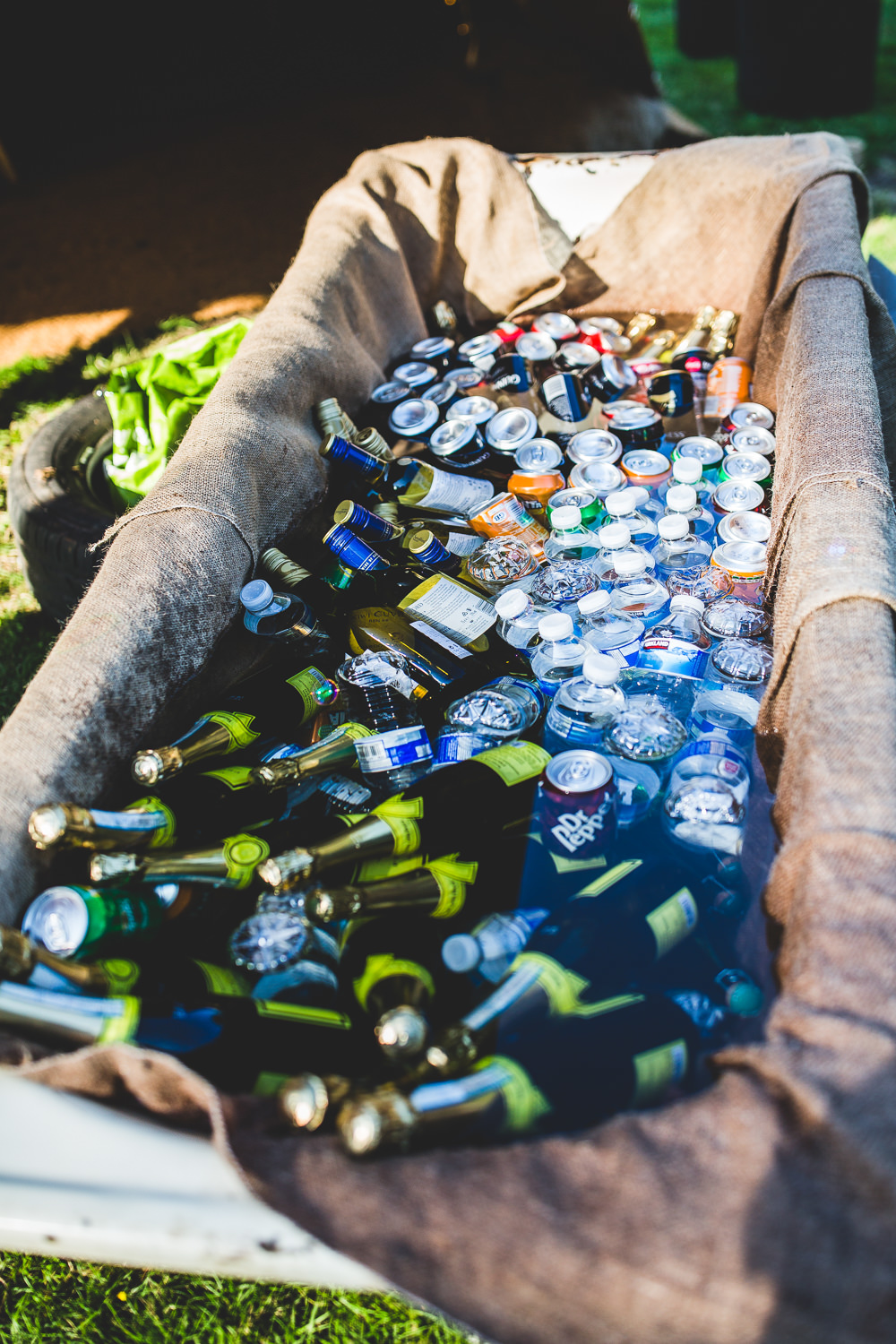 Beer Wine Drinks Bath Hessian Burlap Moors Valley Country Park Wedding Livvy Hukins Photography
