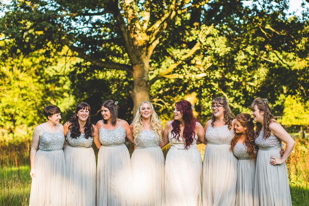 Bride Bridal Sleeveless Wed2B Dress Gown Sparkly Sequin Max Bridesmaids Grey Moors Valley Country Park Wedding Livvy Hukins Photography