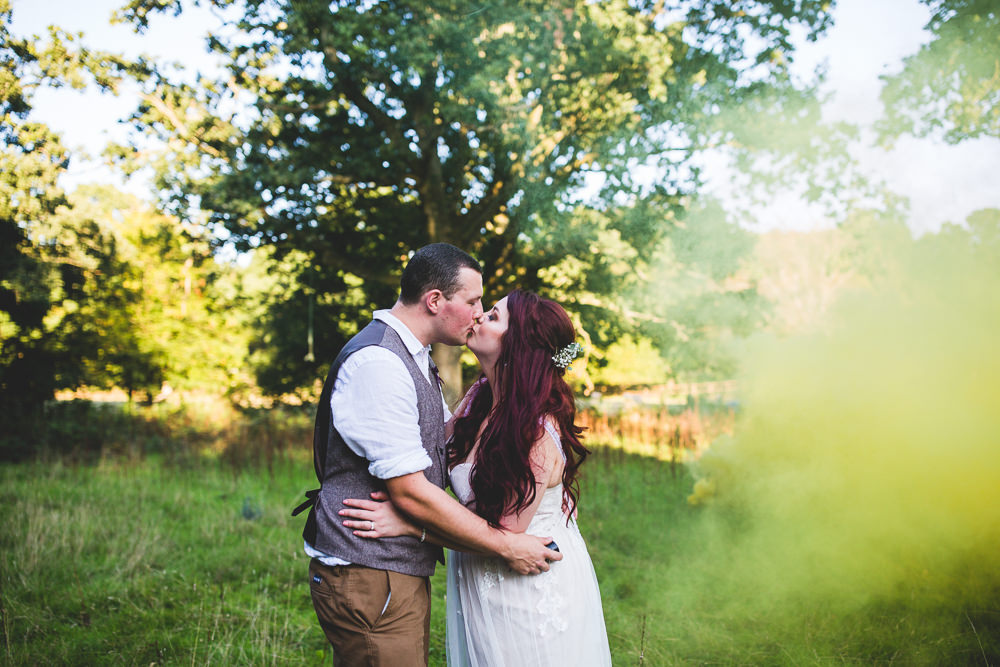 Bride Bridal Wed2B Dress Gown Sleeveless Overlay Veil Tweed Waistcoat Chinos Groom Moors Valley Country Park Wedding Livvy Hukins Photography
