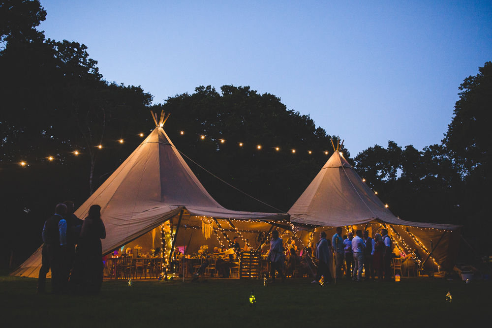 Tipi Festoon Lighting Moors Valley Country Park Wedding Livvy Hukins Photography