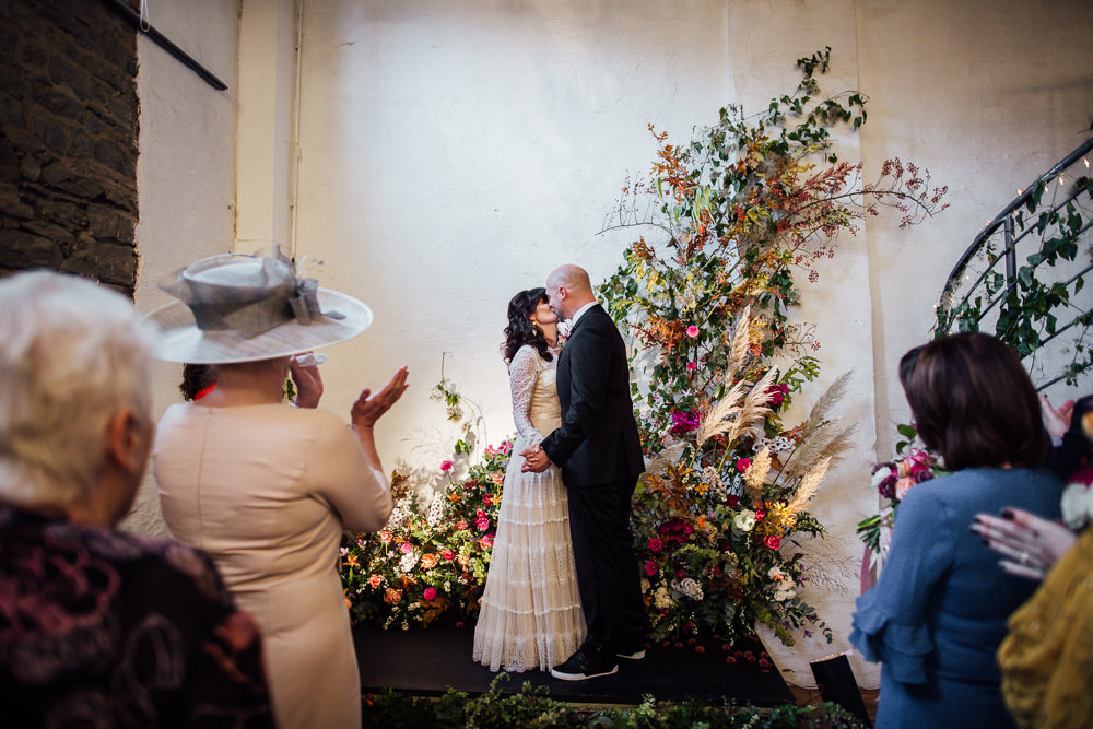 Flower Installation Decor Ceremony Aisle Backdrop Pampas Grass Foliage Greenery Paintworks Wedding Matt Willis Photography