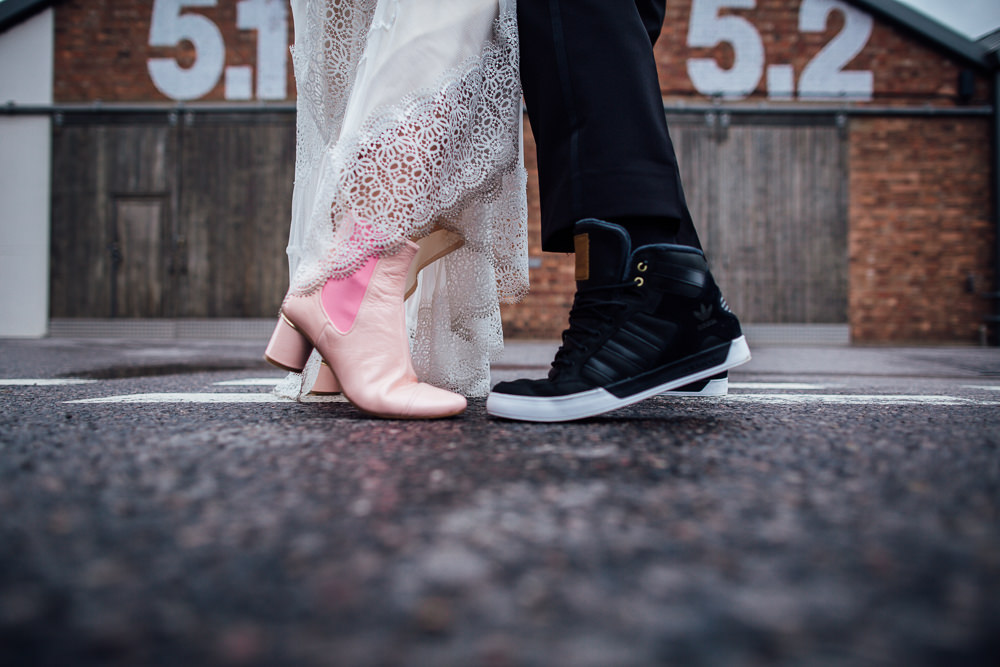 Pink Ankle Boots Bride Bridal Groom Trainers Paintworks Wedding Matt Willis Photography