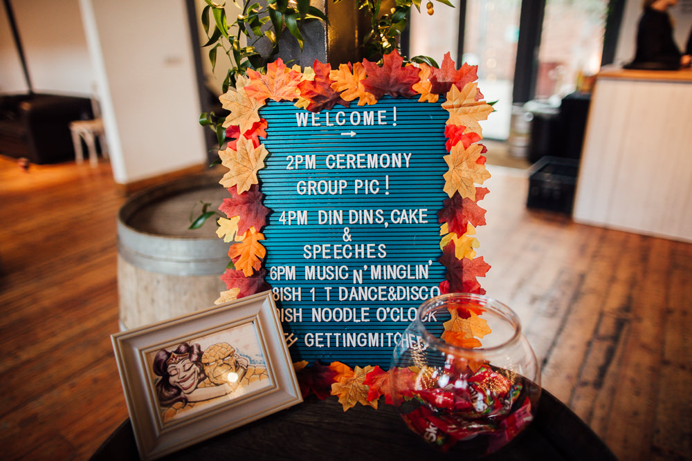 Peg Board Sign Signage Leaves Leaf Autumn Paintworks Wedding Matt Willis Photography