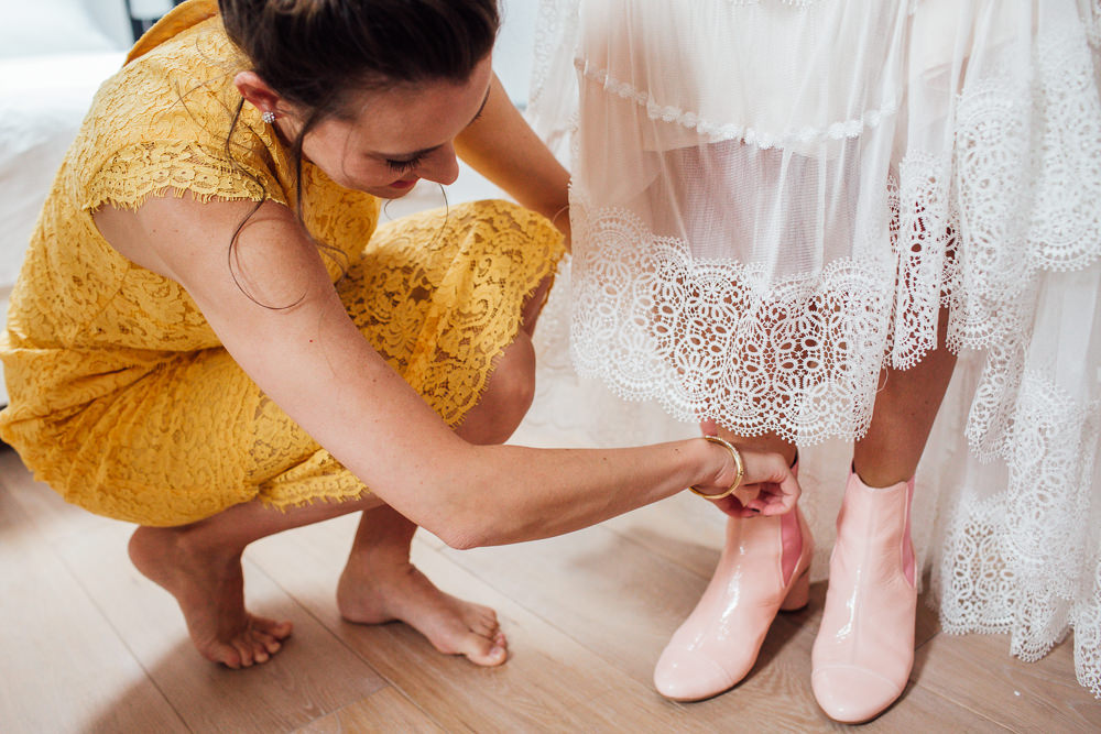 Pink Ankle Boots Bride Bridal Paintworks Wedding Matt Willis Photography