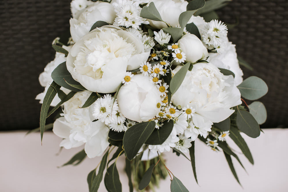 White Peony Flower Daisy Bouquet Bride Bridal Portugal Destination Wedding Ana Parker Photography
