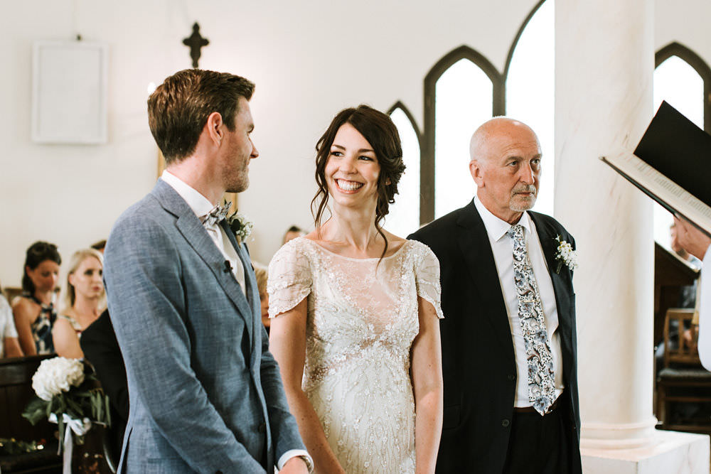 Bride Bridal Jenny Packham Beaded Short Sleeve Dress Gown Blue Suit Groom Portugal Destination Wedding Ana Parker Photography