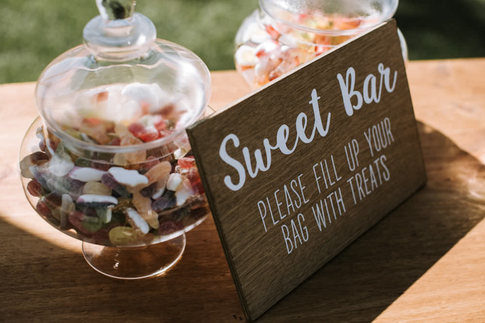 Sweet Bar Wooden Sign Glass Jar Portugal Destination Wedding Ana Parker Photography