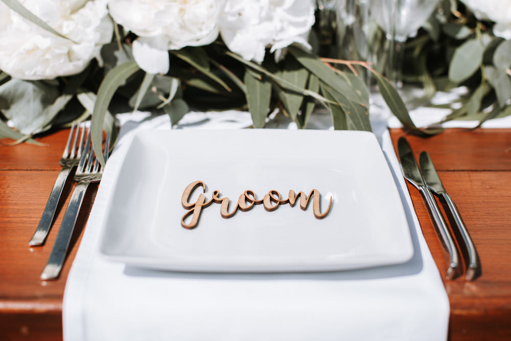 Wooden Laser Cut Place Name Setting Portugal Destination Wedding Ana Parker Photography
