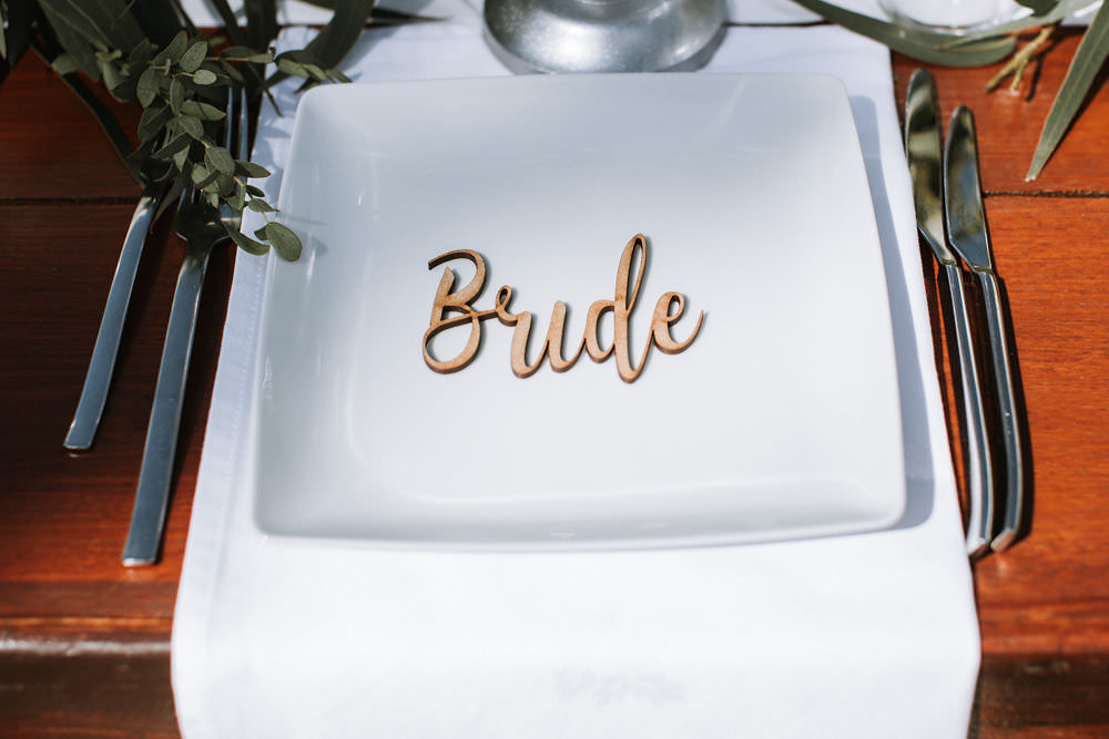 Wooden Laser Cut Place Name Setting Portugal Destination Wedding Ana Parker Photography