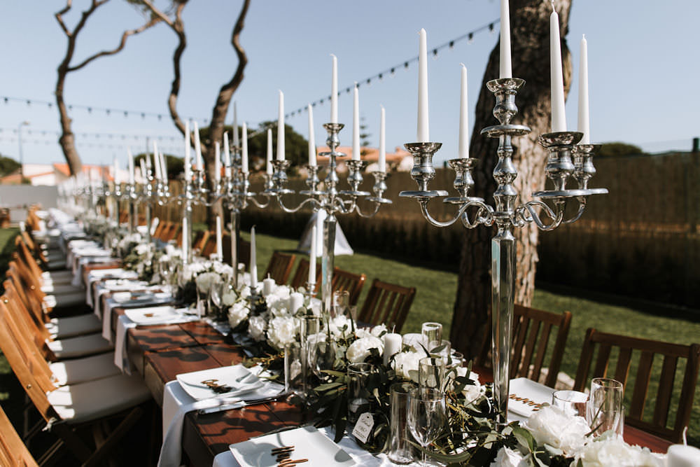 Feasting Table Candelabra Outdoor Dining Portugal Destination Wedding Ana Parker Photography