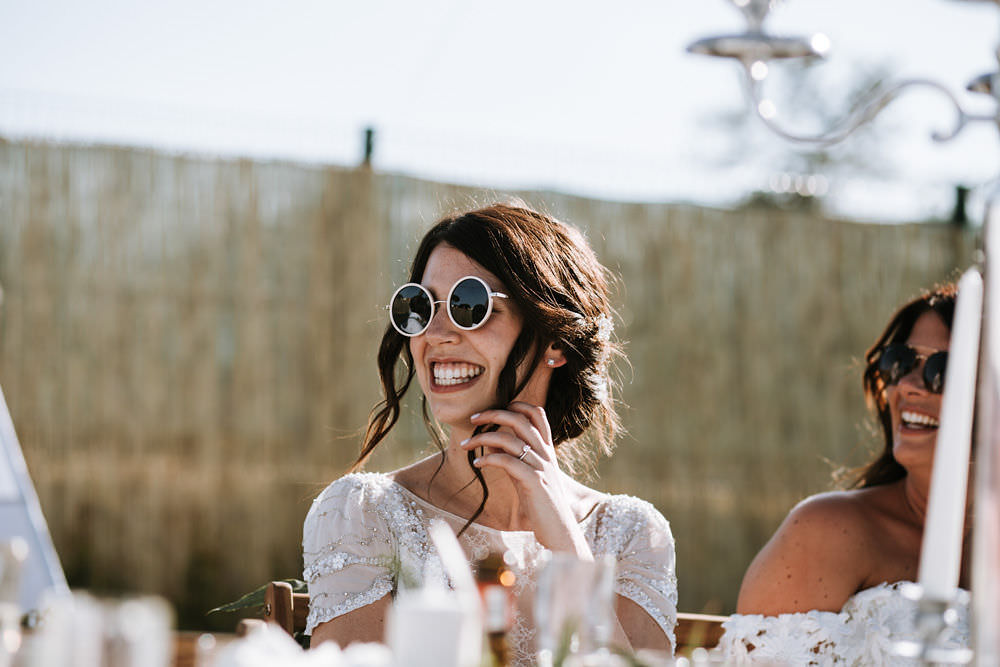 Bride Bridal Jenny Packham Beaded Short Sleeve Dress Gown Sunglasses Portugal Destination Wedding Ana Parker Photography