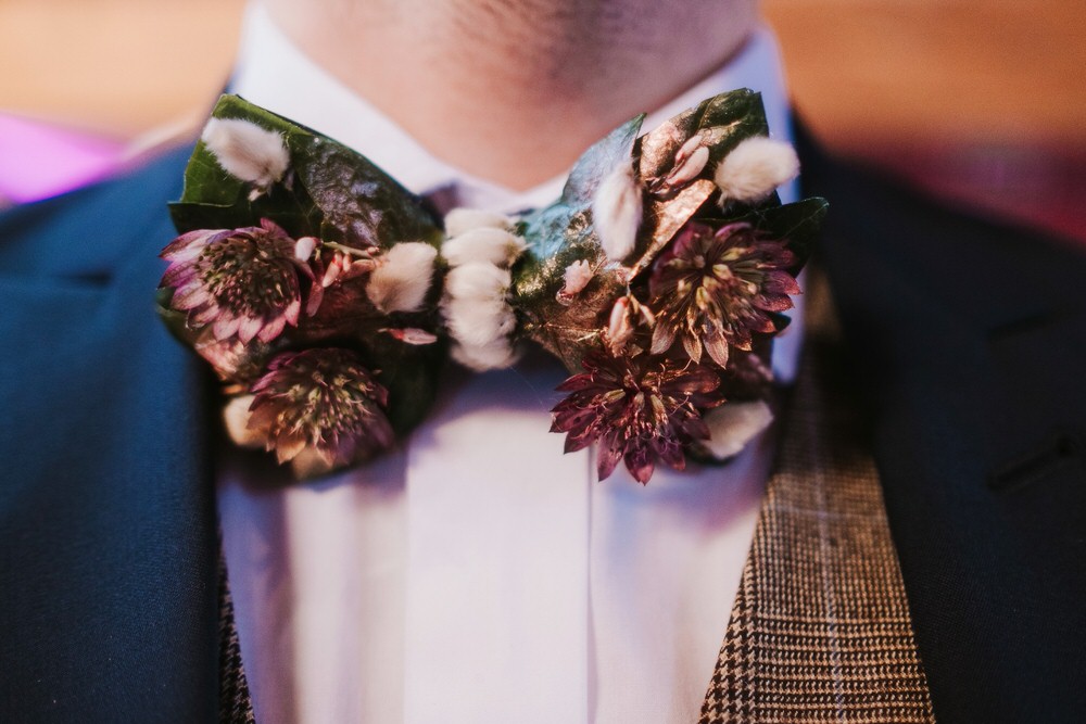 Groom Bow Tie Romantic Wedding Ideas Neon Lighting Kate McCarthy Photography