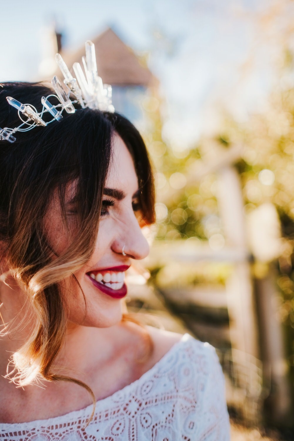 Bride Bridal Make Up Hair Up Do Style Accessory Crown Tiara Romantic Wedding Ideas Neon Lighting Kate McCarthy Photography