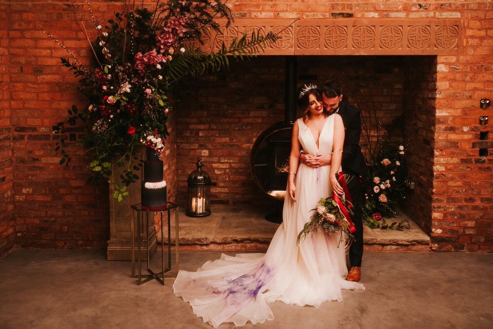 Bride Bridal Dress Gown Train Tulle Romantic Wedding Ideas Neon Lighting Kate McCarthy Photography