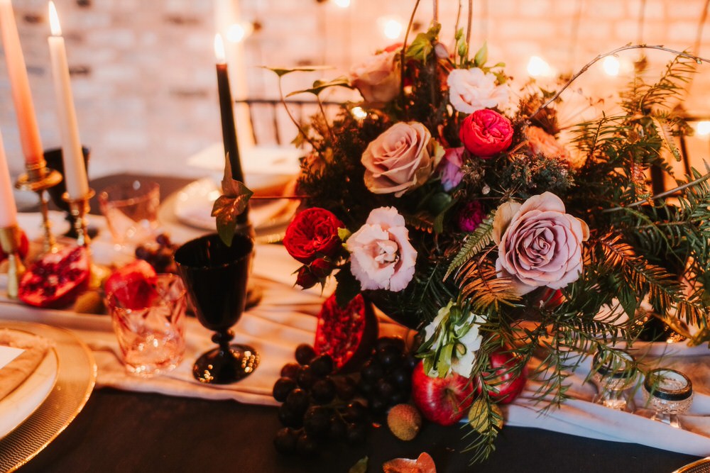 Tablescape Table Decor Flowers Centrepiece Candles Tablewear Romantic Wedding Ideas Neon Lighting Kate McCarthy Photography