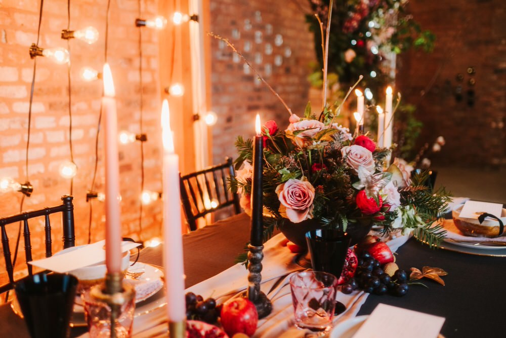 Tablescape Table Decor Flowers Centrepiece Candles Tablewear Romantic Wedding Ideas Neon Lighting Kate McCarthy Photography