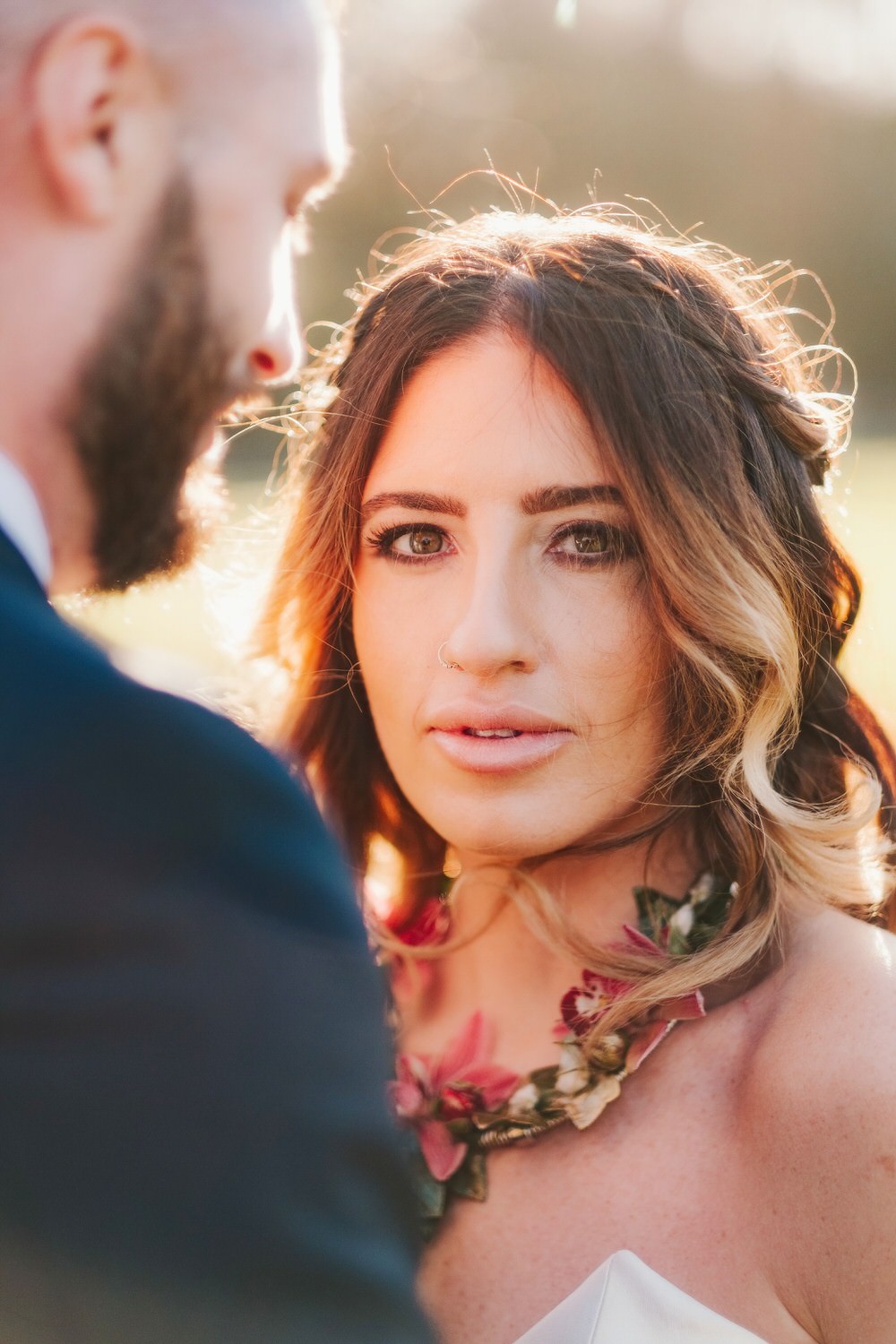 Bride Bridal Make Up Hair Waves Loose Long Romantic Wedding Ideas Neon Lighting Kate McCarthy Photography