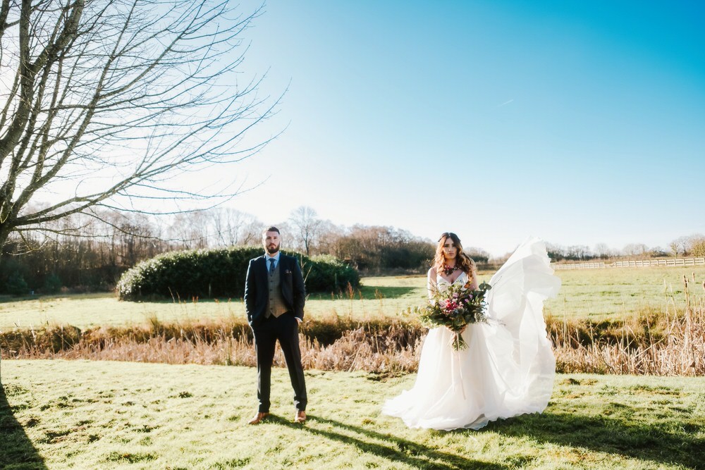 Bride Bridal Dress Gown Train Strapless Tulle Romantic Wedding Ideas Neon Lighting Kate McCarthy Photography