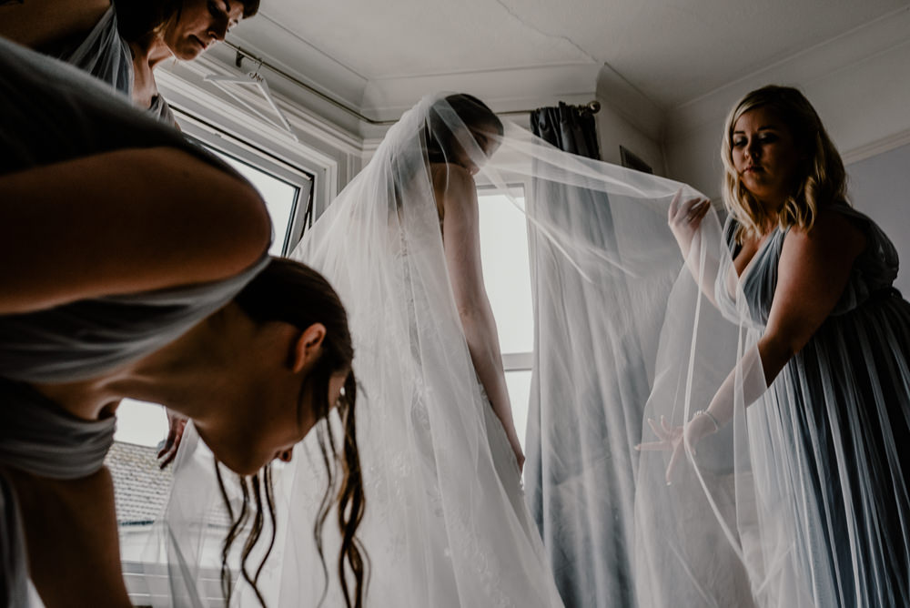 Veil Bride Bridal Rustic Barn Wedding Louise Griffin Photography