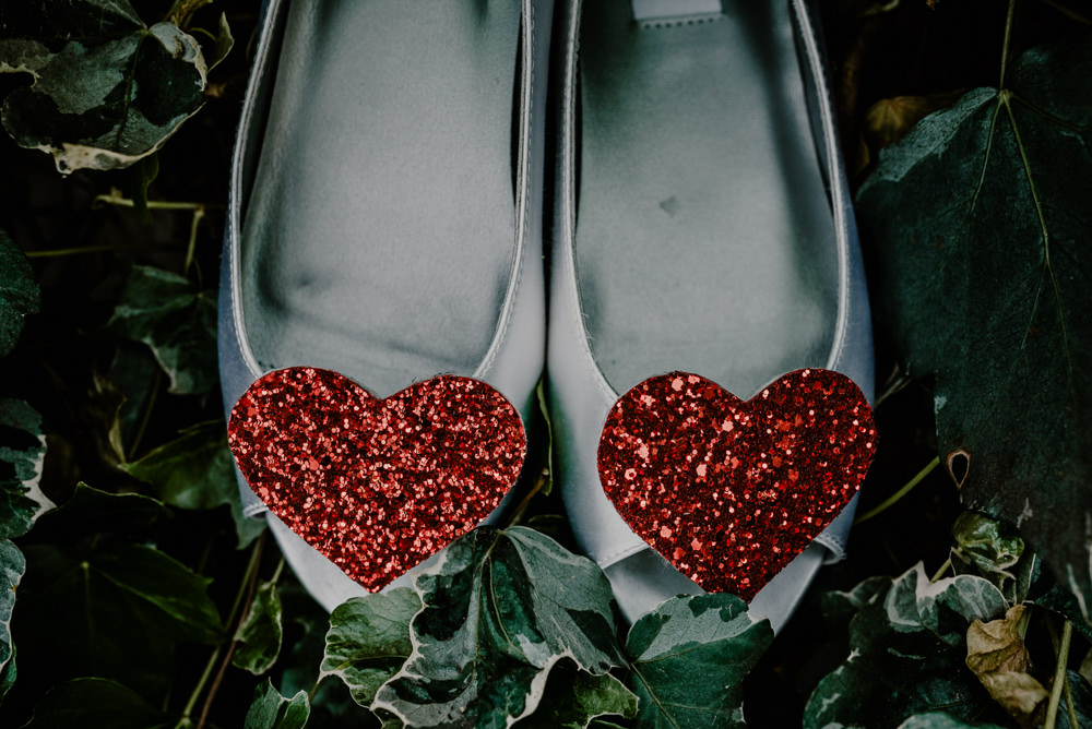Glitter Heart Shoes Bride Bridal Rustic Barn Wedding Louise Griffin Photography