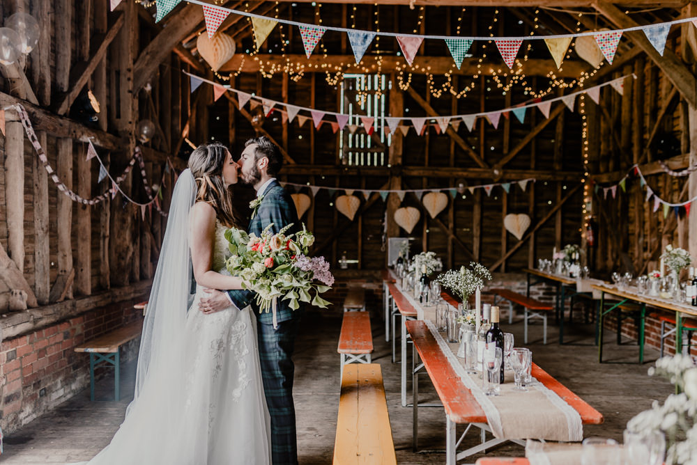 Bunting Lanterns Decor Rustic Barn Wedding Louise Griffin Photography
