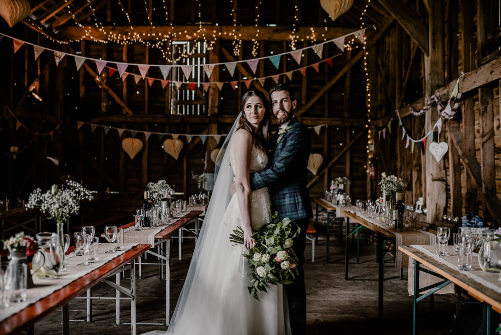 Bunting Lanterns Decor Rustic Barn Wedding Louise Griffin Photography