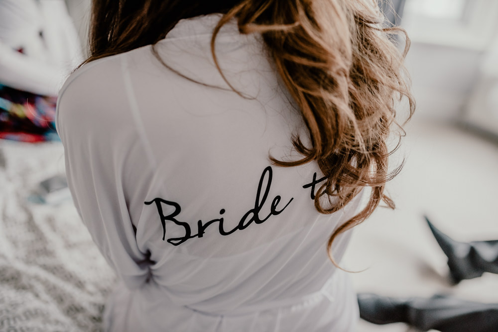 Bride Bridal Dressing Gown Robe Rustic Barn Wedding Louise Griffin Photography