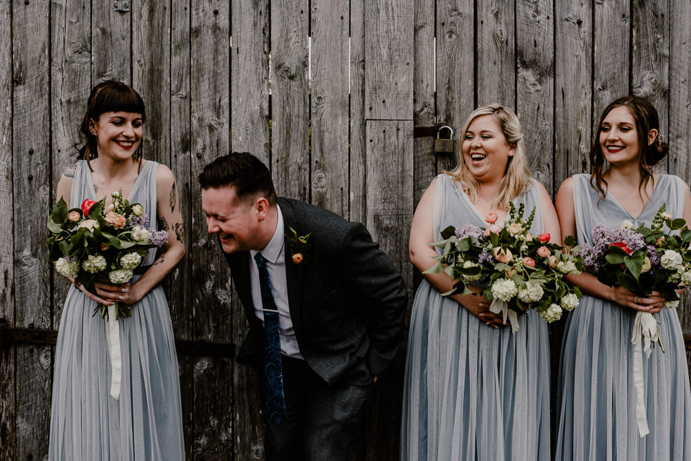 Bridesman Bridesmaid Bridesmaids Dress Dresses Long Maxi Grey Rustic Barn Wedding Louise Griffin Photography