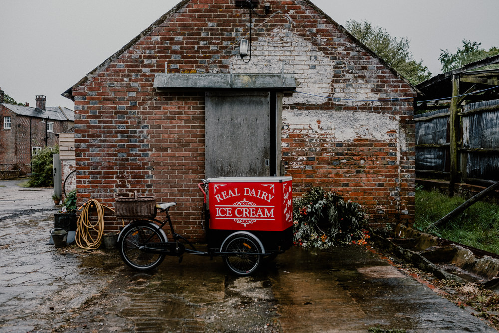 Ice Cream Cart Rustic Barn Wedding Louise Griffin Photography