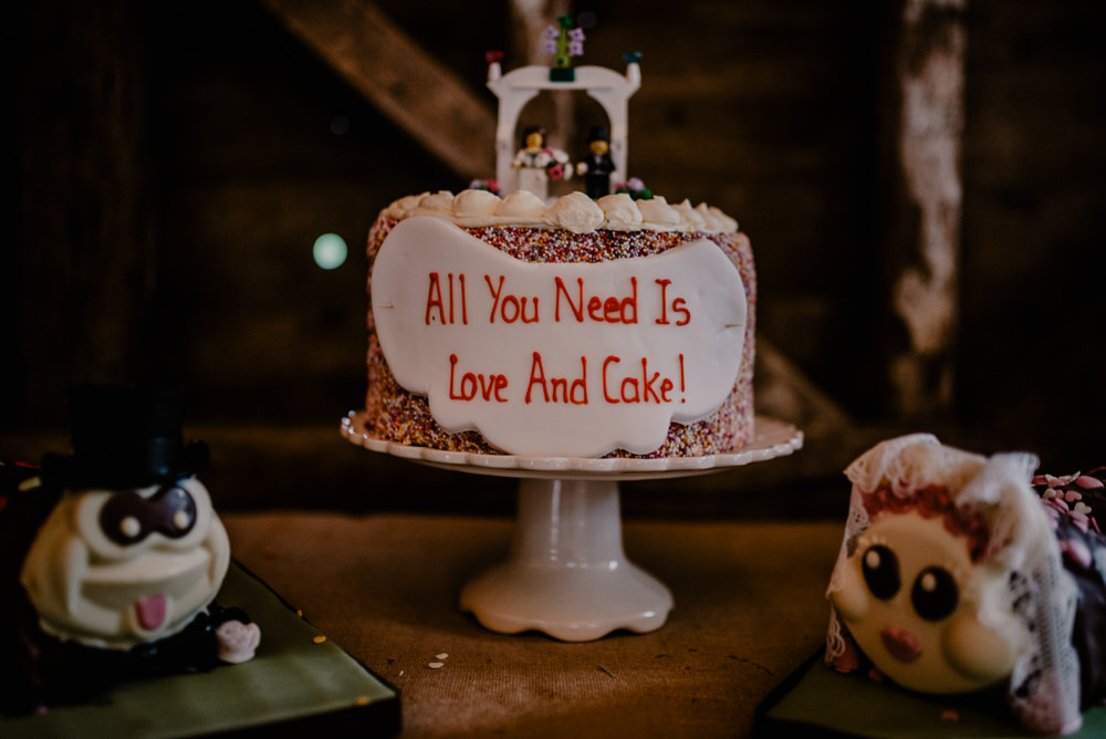 Cake Hundreds & Thousands Sprinkles Rustic Barn Wedding Louise Griffin Photography