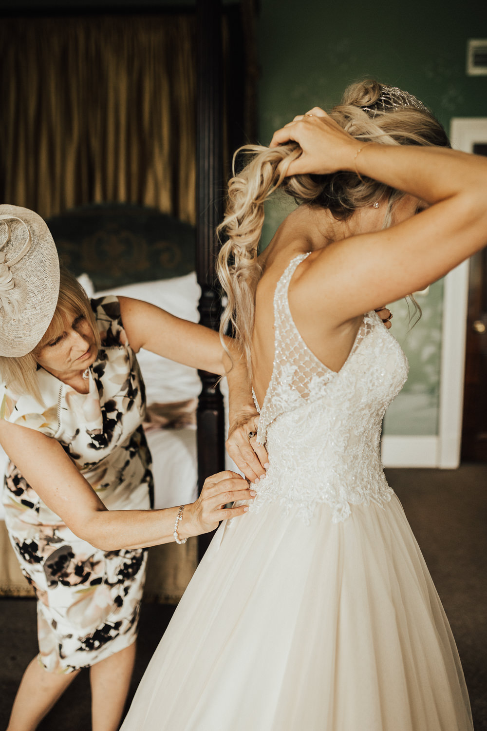 Dress Gown Bride Bridal Maggie Sottero Tulle Embroidered Embellished Train Stubton Hall Wedding Darina Stoda Photography
