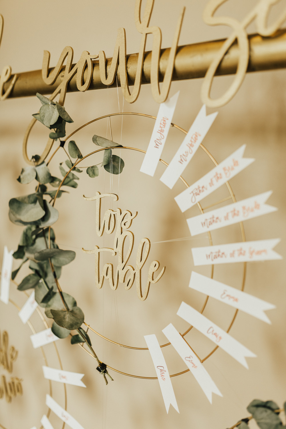 Seating Plan Table Chart Hoop Wire Greenery Foliage Stubton Hall Wedding Darina Stoda Photography