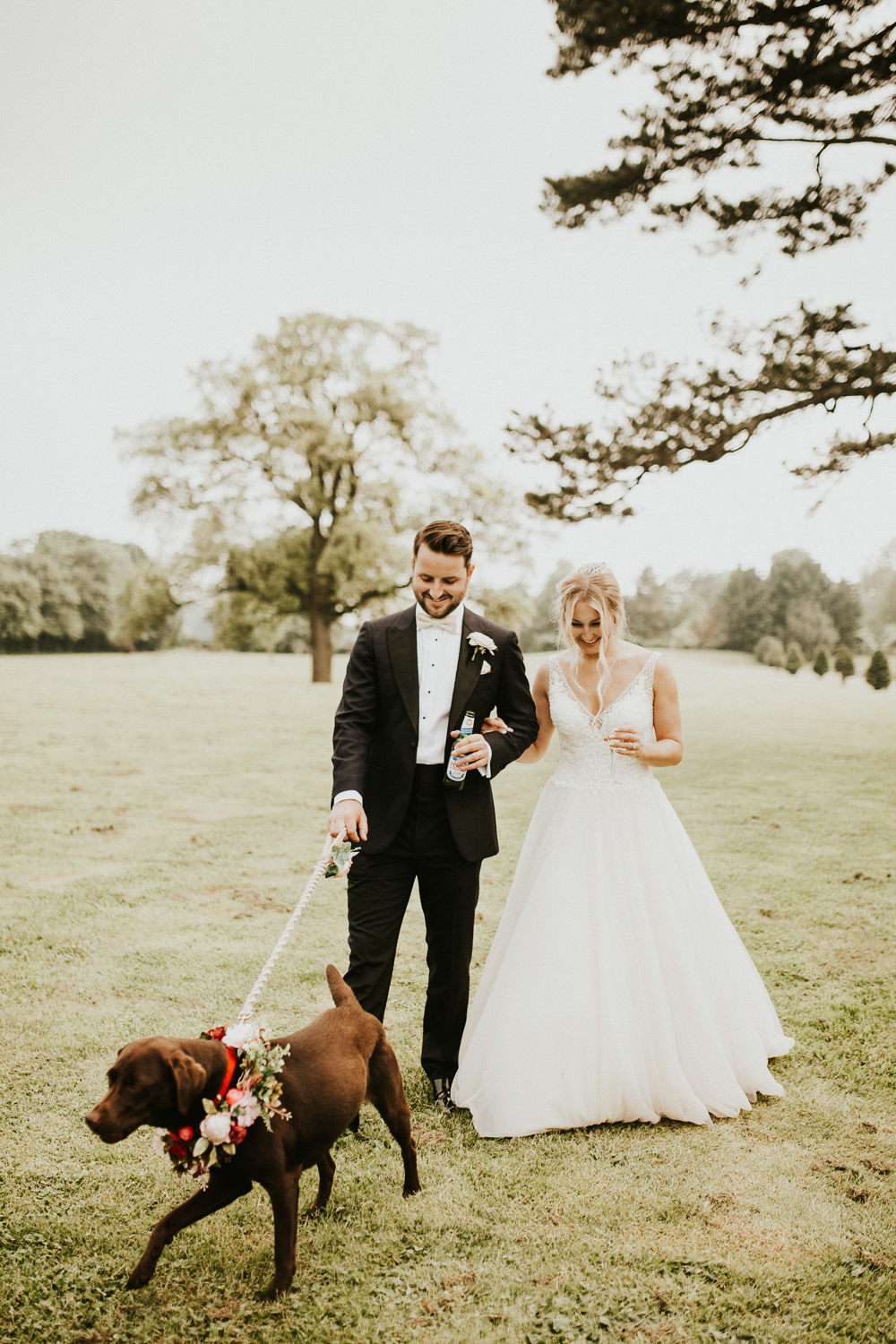 Dog Pet Flower Collar Stubton Hall Wedding Darina Stoda Photography
