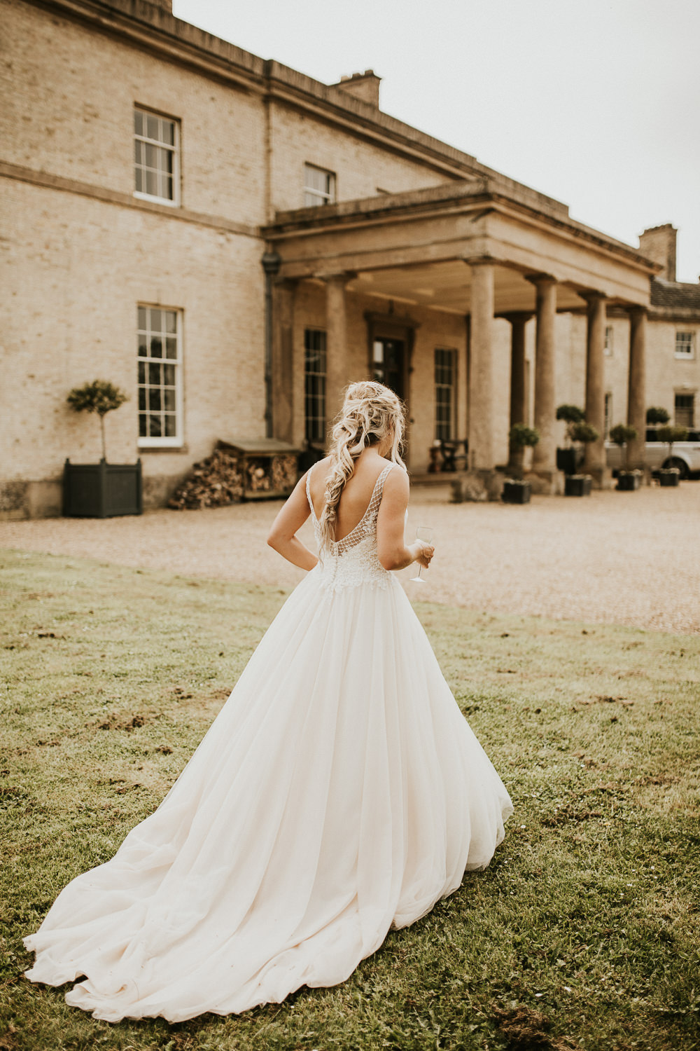 Dress Gown Bride Bridal Maggie Sottero Tulle Embroidered Embellished Train Stubton Hall Wedding Darina Stoda Photography