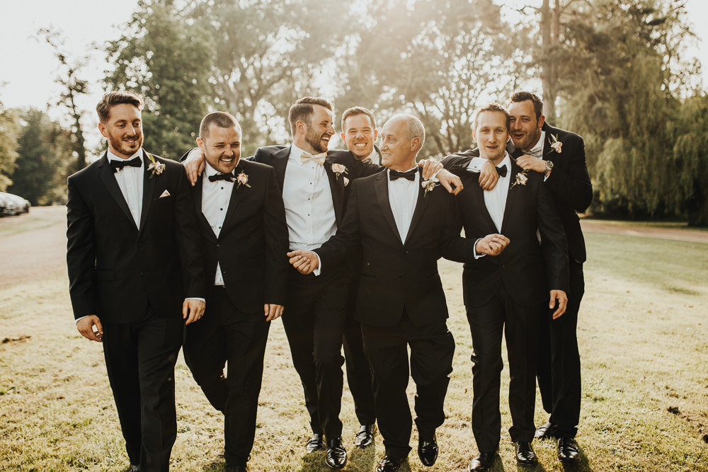 Groom Suit Tux Tuxedo Bow Tie Groomsmen Stubton Hall Wedding Darina Stoda Photography
