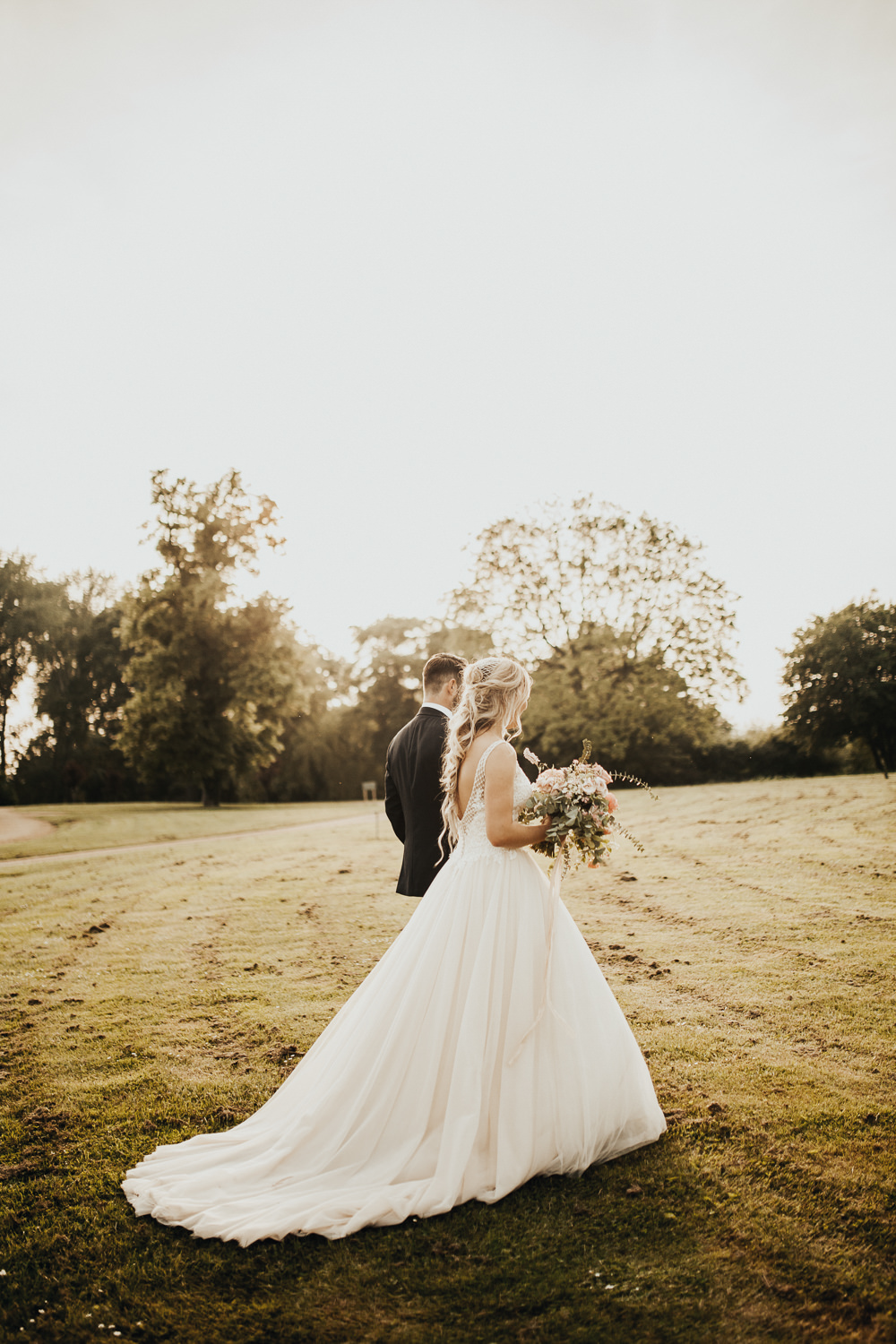 Dress Gown Bride Bridal Maggie Sottero Tulle Embroidered Embellished Train Stubton Hall Wedding Darina Stoda Photography
